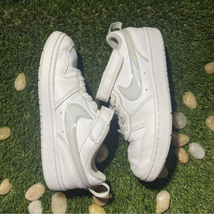 Kids Size 1.5 (PS) - Nike Court Borough Low 2 White Iridescent